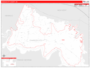 Charles City County Wall Map Red Line Style